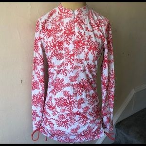 Cabana Life Coral Print UPF 50+ Rouched Rashguard